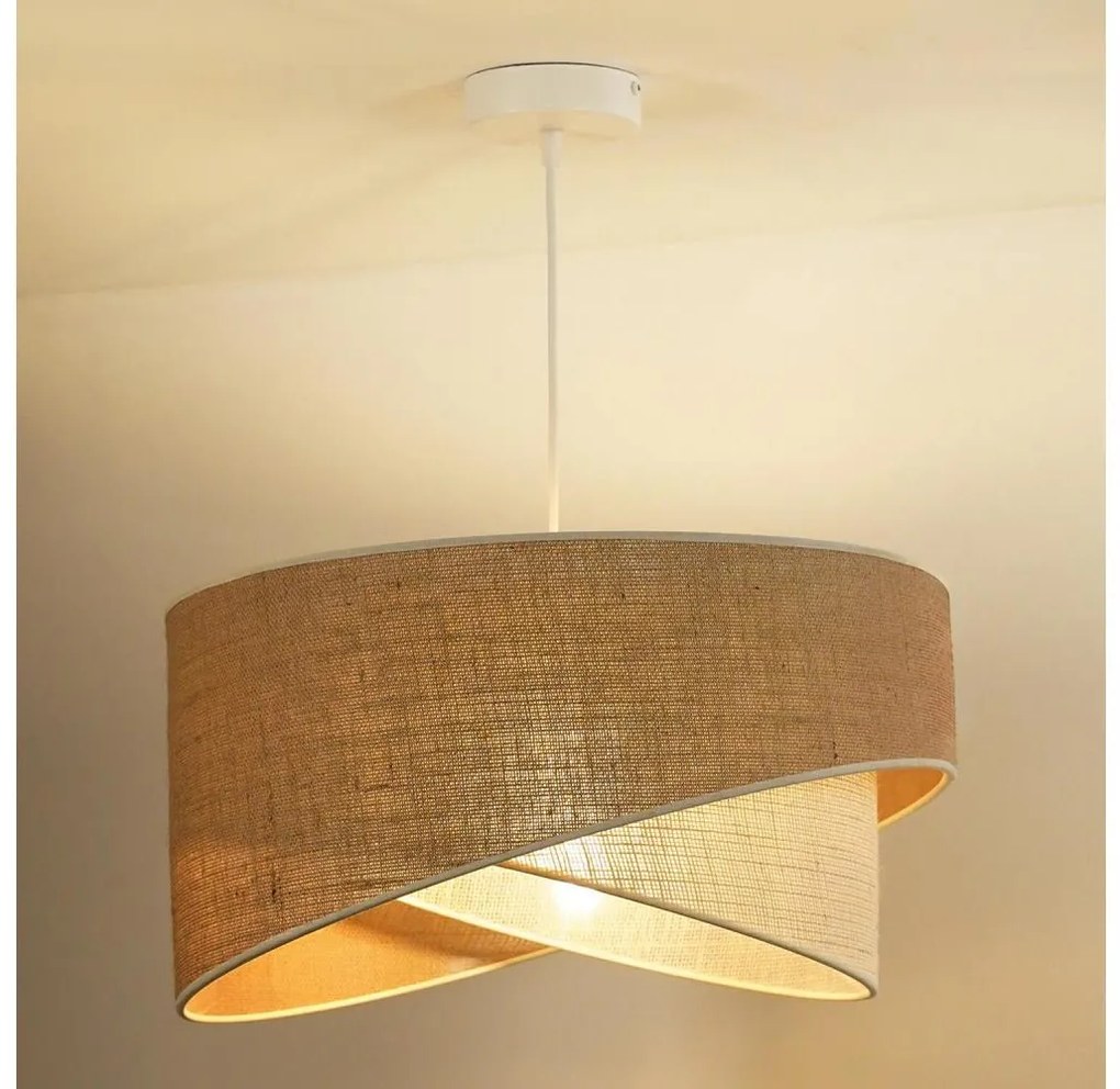 Duolla - Luster na lanku YUTE CELLO 1xE27/15W/230V pr. 45 cm hnedá/šedá