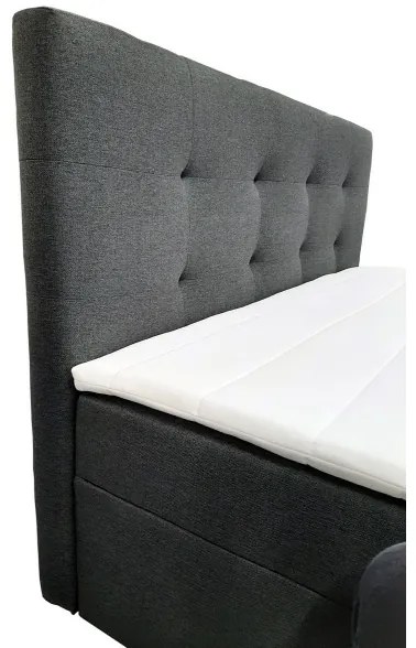 Čalúnená posteľ EMBER 180x200 cm s matracmi a topperom, s úložným priestorom, antracitová