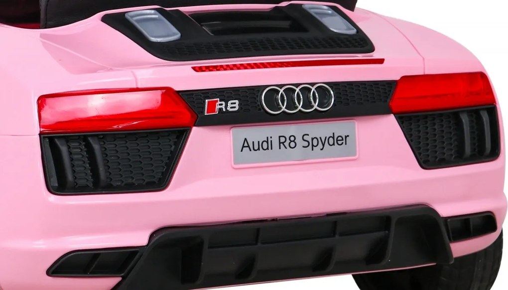 Ramiz Audi R8 na batérie pre deti Ružová + Diaľkové ovládanie + EVA + Pomalý štart + MP3 LED