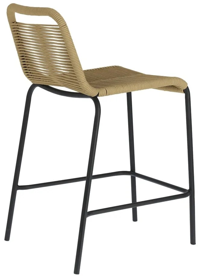Béžová barová stolička s oceľovou konštrukciou Kave Home Glenville, výška 62 cm