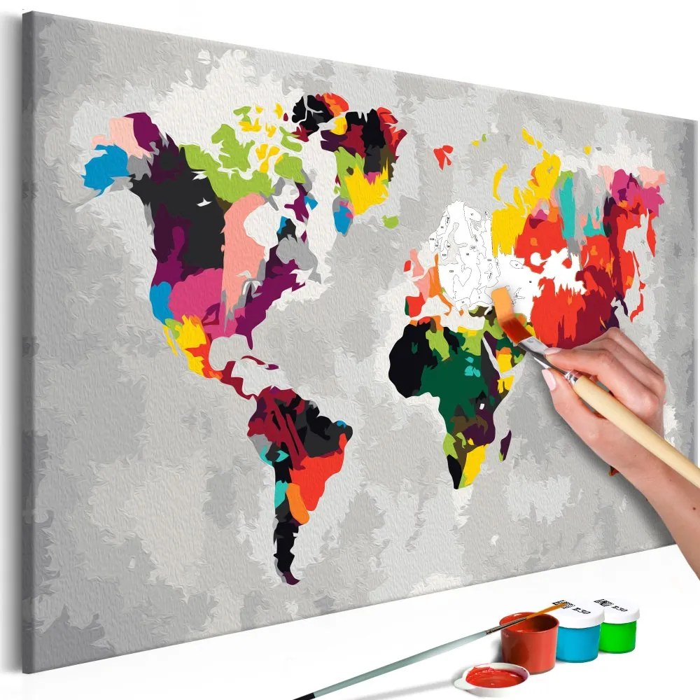Maľovanie podľa čísiel - World Map (Bright Colours) 60x40