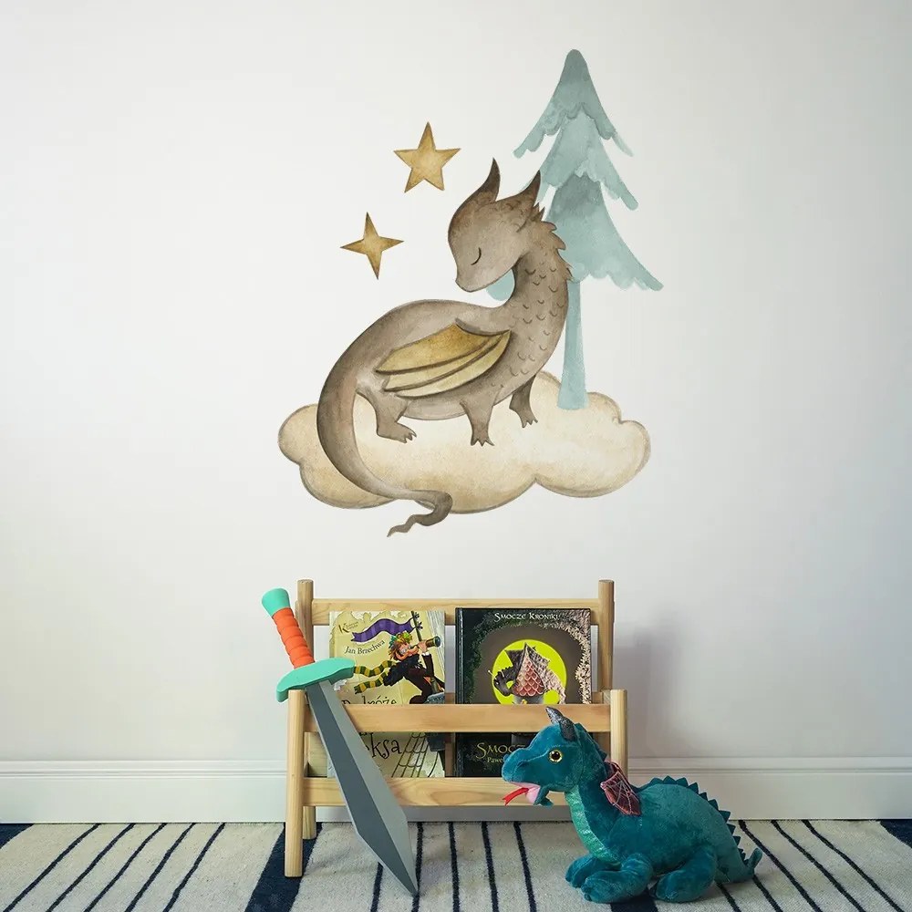 Gario Detská nálepka na stenu The world of dragons - drak na obláčiku a strom Rozmery: 70 x 65 cm