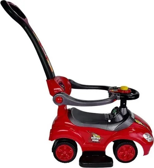LEAN CARS Detské odrážadlo 3v1 Mega Car s vodiacou tyčou, červené