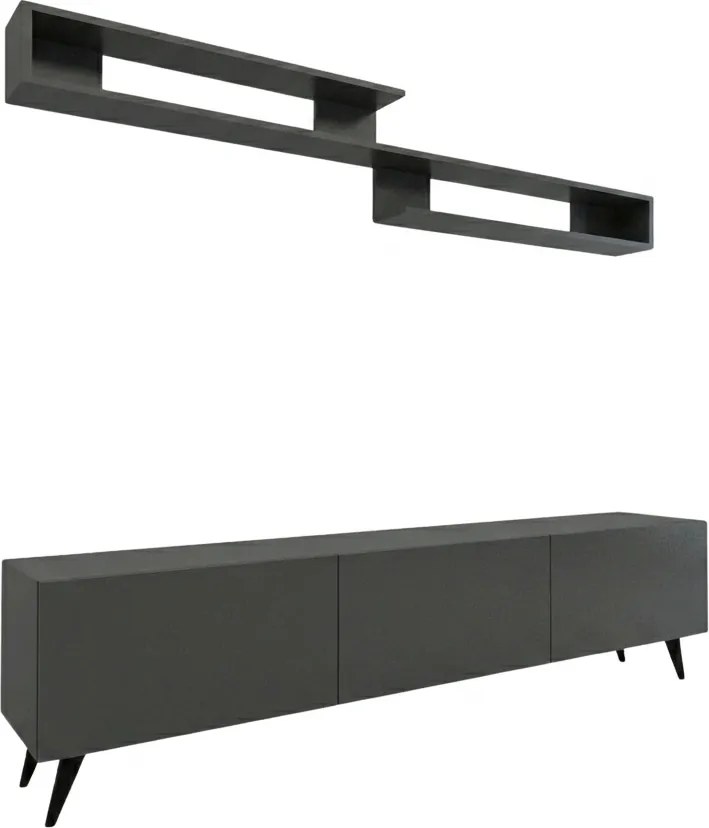 TV stolík MIYA 150 cm s nástennou policou, antracitový