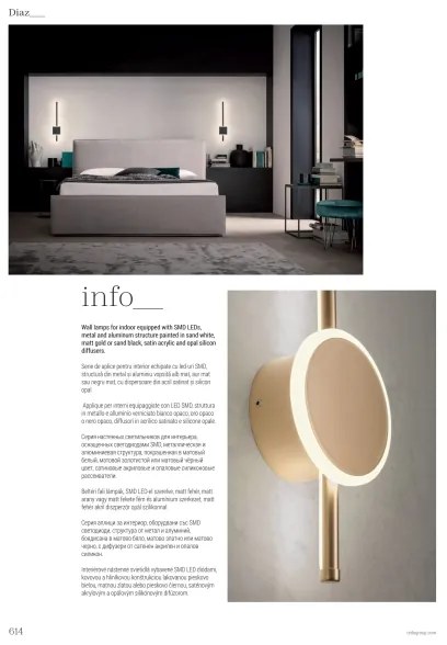 Redo 01-2701 - LED Nástenné svietidlo DIAZ LED/18W/230V CRI 90 čierna