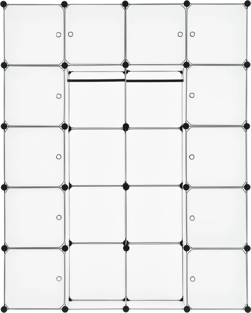 Eshopist Šatníková skriňa s 20 variabilnými boxmi v biele, 140 × 35 × 175 cmj farbe