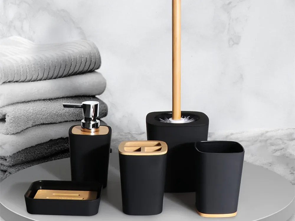 Plastová kúpeľňová sada BATHINO 6 ks - viac farieb Farba: Sivá