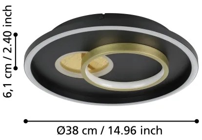 Eglo 901244 - LED Stropné svietidlo TIRIOLO 1xLED/14W/230V+1xLED/8,5W čierna/zlatá