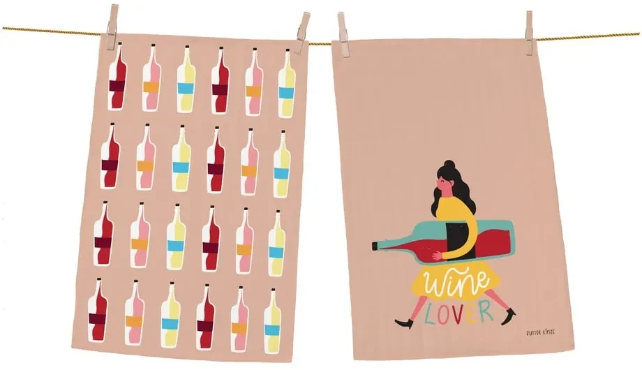 Súprava 2 bavlnených kuchynských utierok Butter Kings Wine Lover, 70 x 50 cm