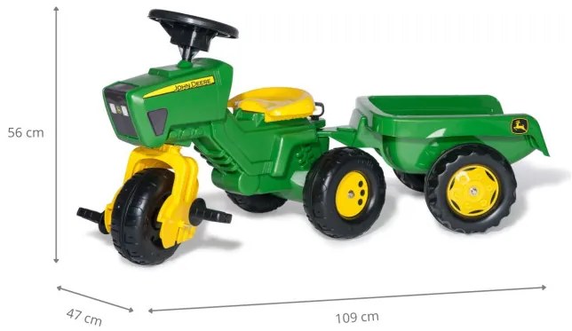 Šlapací traktor Rolly Toys John Deere trojkolesový s prívesom 052769