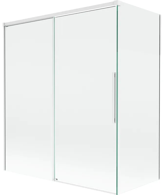Mexen Rox, 2-krídlová posuvná vaňová zástena 140 + 70 x 150 cm, 8mm číre sklo, biely profil, 8C9-140-070-20-00