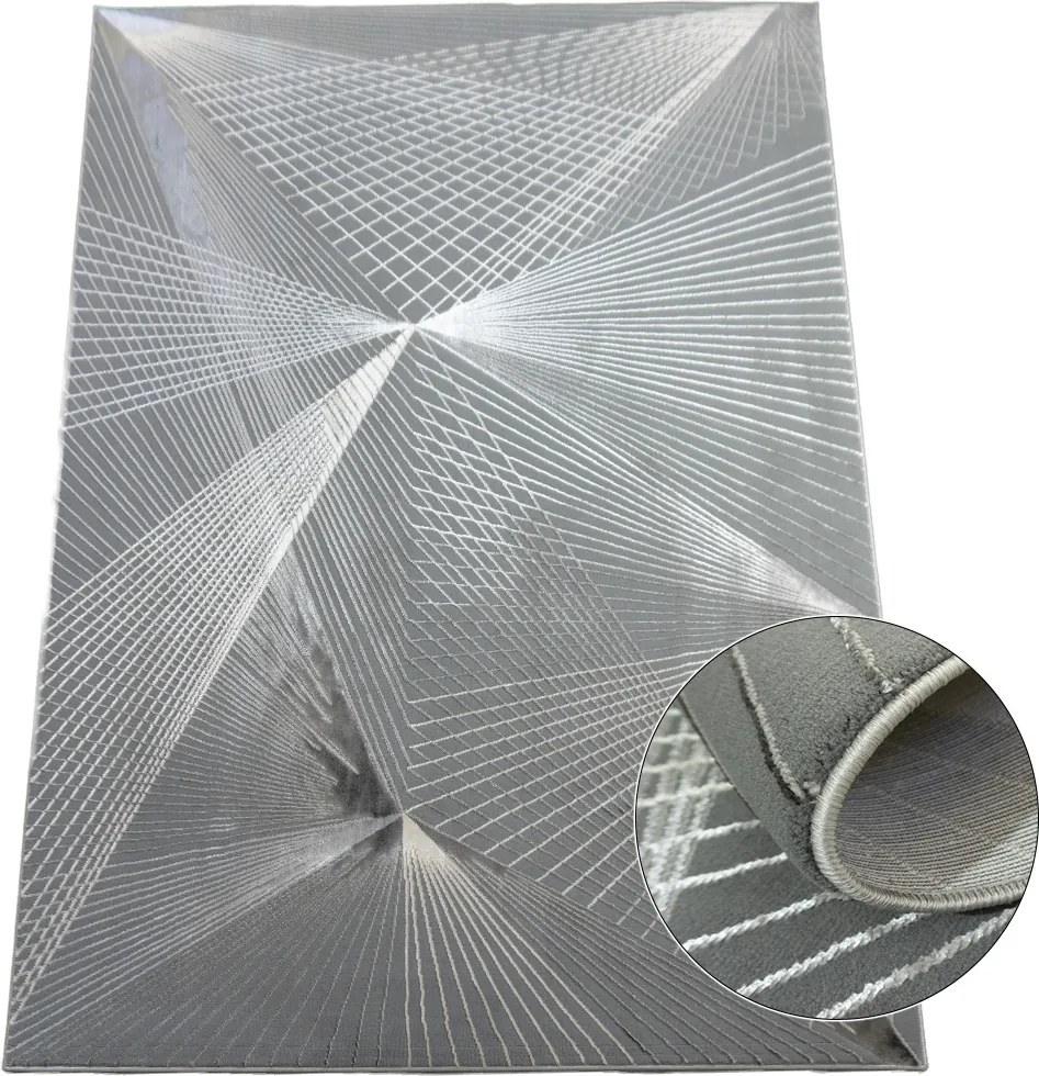 Koberec Allianz 6305 GREY – sivý vzorovaný obdĺžnik Rozmer: 240x330 cm