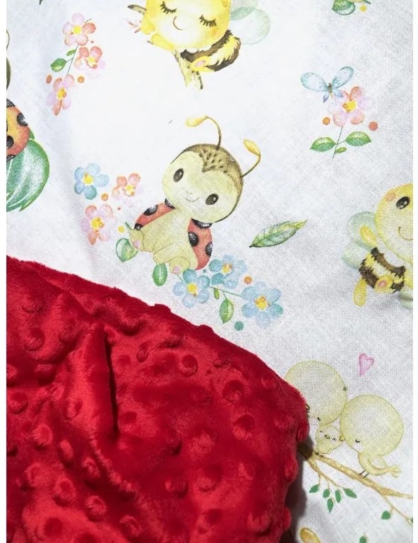 Deka Včielky/minky červená 60x70 cm – detská deka s motívom včielok