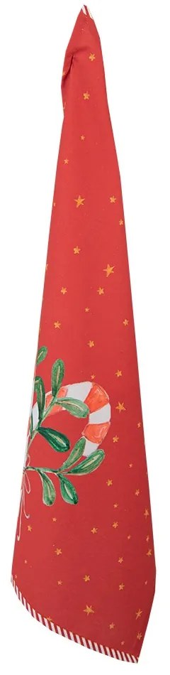 Červená bavlnená utierka s lízankami Happy Little Christmas - 50*70 cm