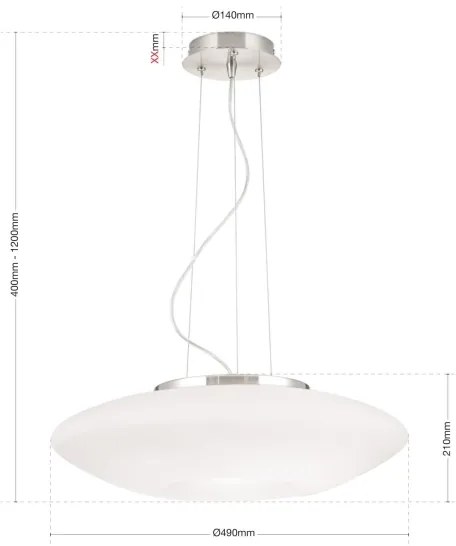 Orion HL 6-1559/2 - Luster na lanku BLANC 2xE27/60W/230V pr. 49 cm matný chróm