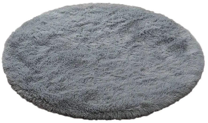 TZ Sivý okrúhly shaggy koberec Lana Rozmer: 200 cm