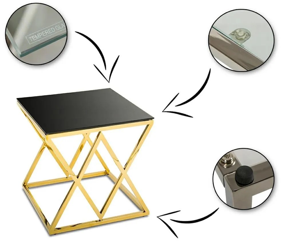 Odkladací stolík Diamant Gold Black