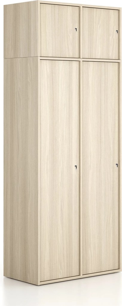 Nadstavba pre skrine FRAME, 2x dvere, 872 x 450 x 427 mm, cylindrický zámok, dub prírodný