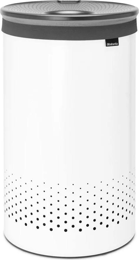 Kôš na bielizeň 60 l Brabantia s čiernym poklopom biely