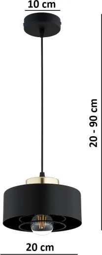 BRILAGI - Závesný luster na lanku SPRING 1xE27/60W/230V pr. 20 cm čierna/zlatá