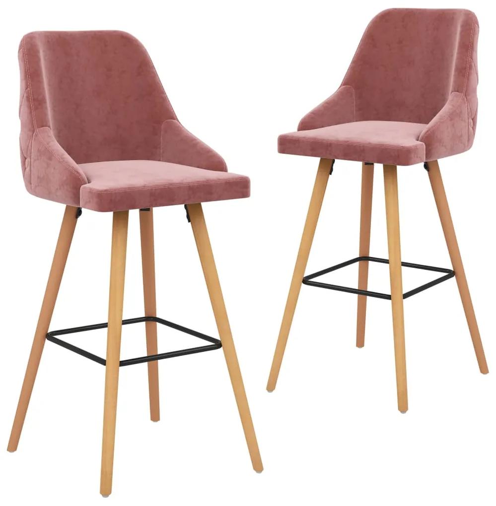 Barové stoličky 2 ks, ružové, zamat