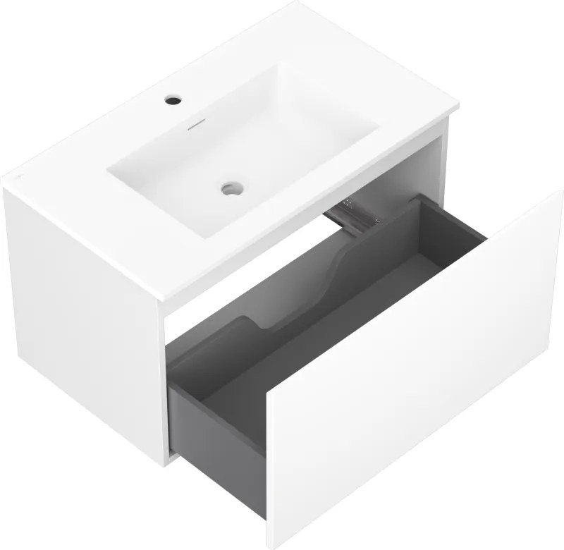 Mexen Orio, kúpeľňová skrinka 80 cm s umývadlom Otis, 1 zásuvka, biela matná, 91A10-08047-1-BF01-W18M01