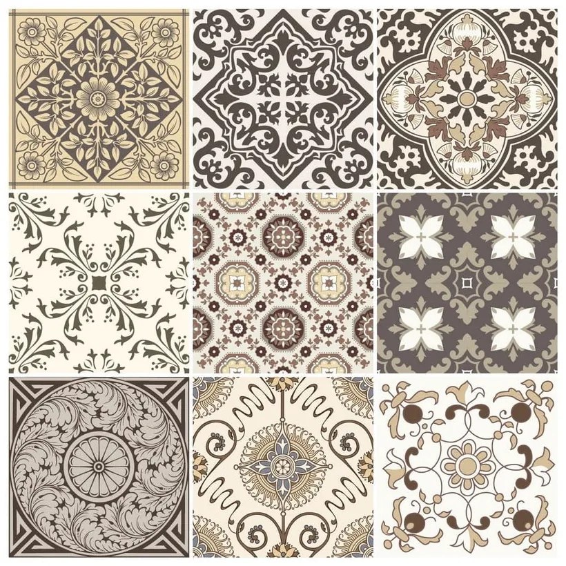 Sada 9 dekoratívnych samolepiek na stenu Ambiance Ancône, 15 × 15 cm