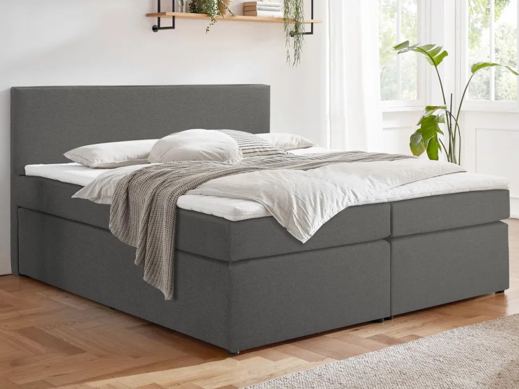 Posteľ boxspring Aston 180x200 cm, stredne šedá látka