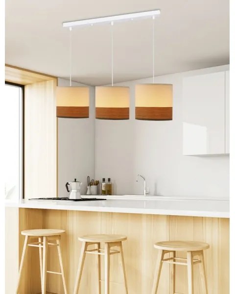 Luster na lanku BIANCO 3xE27/40W/230V biela/hnedá