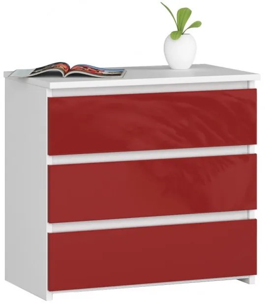 Nočný stolík CL3 60 cm biely / červený, lesk