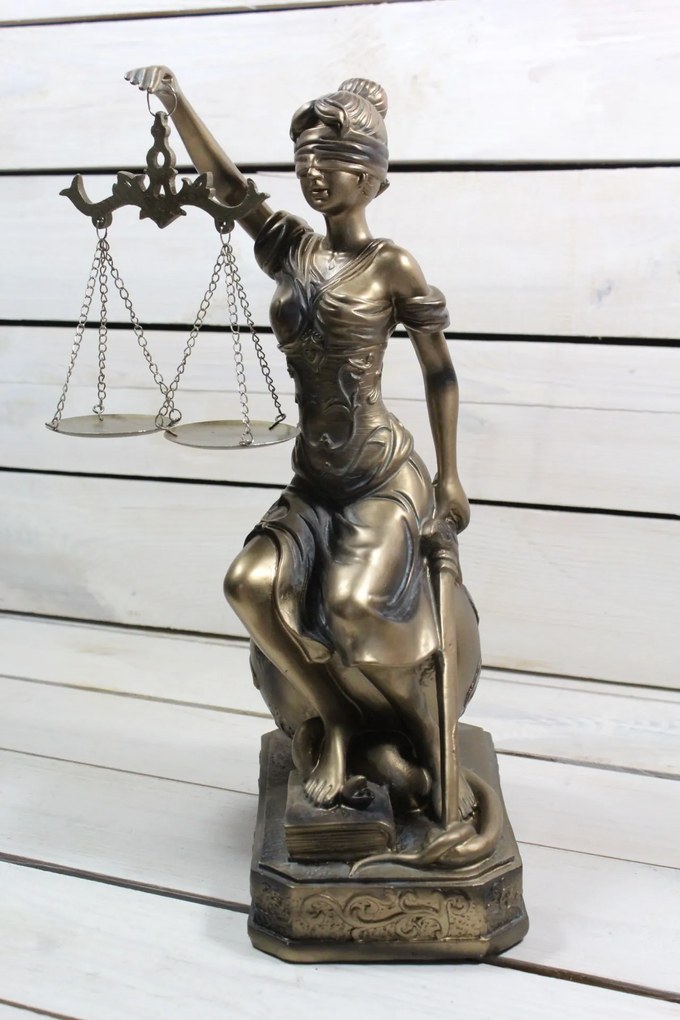 Socha spravodlivosti JUSTÍCIA (v. 35 cm) vzor 987 - staré zlato