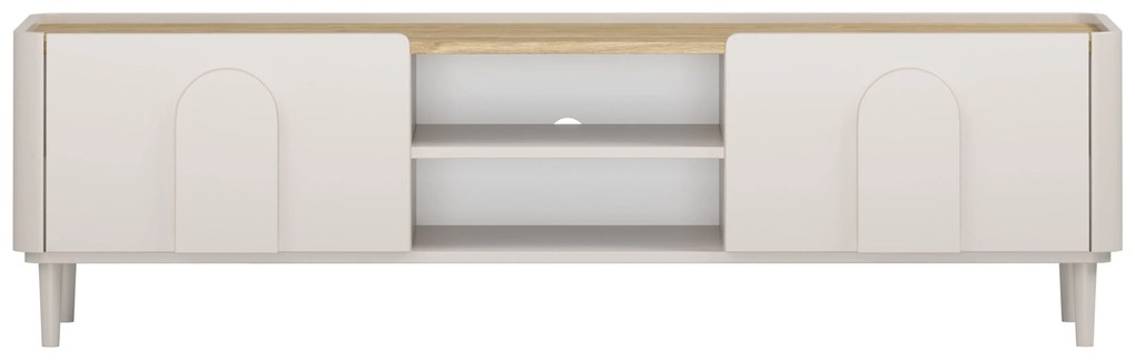 TV stolík Amilio 170 cm so zásuvkou - kašmír / olejovaný dub / úchytky kašmír