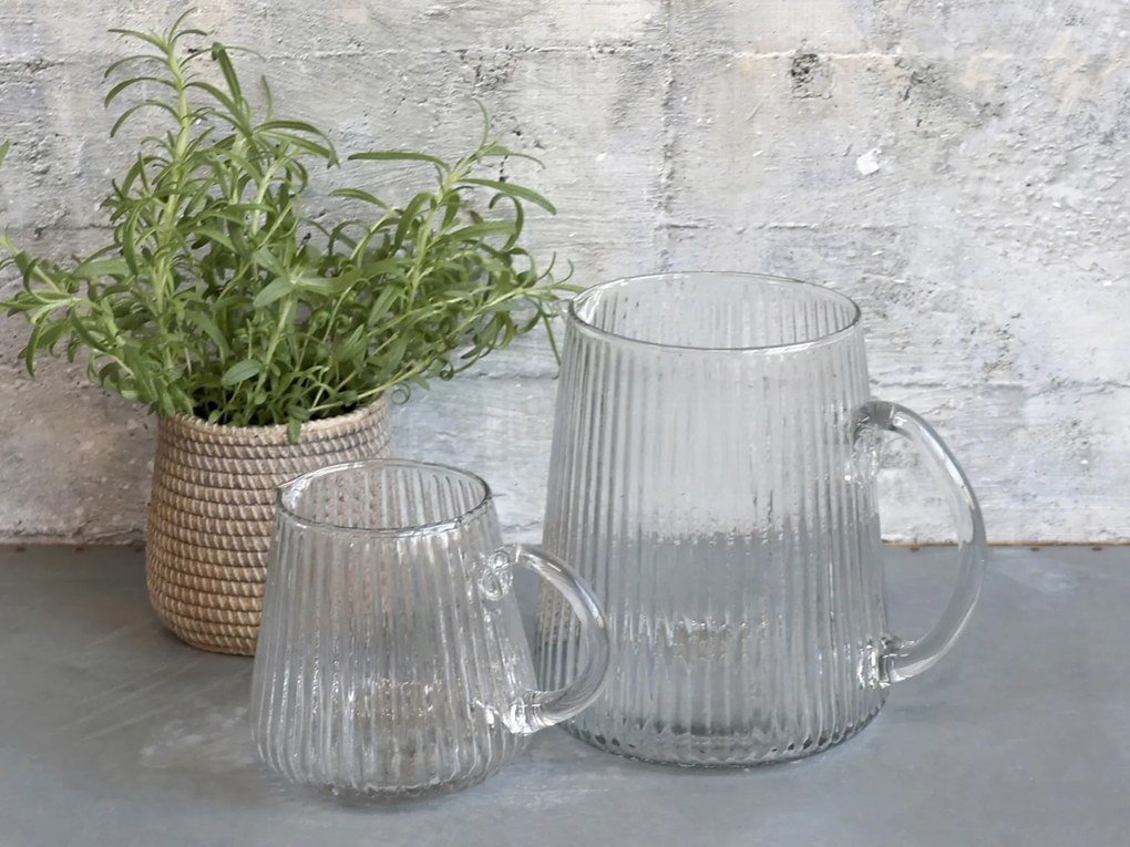 Sklenený transparentný džbánok s vrúbkami Jug Groove - 14*12cm