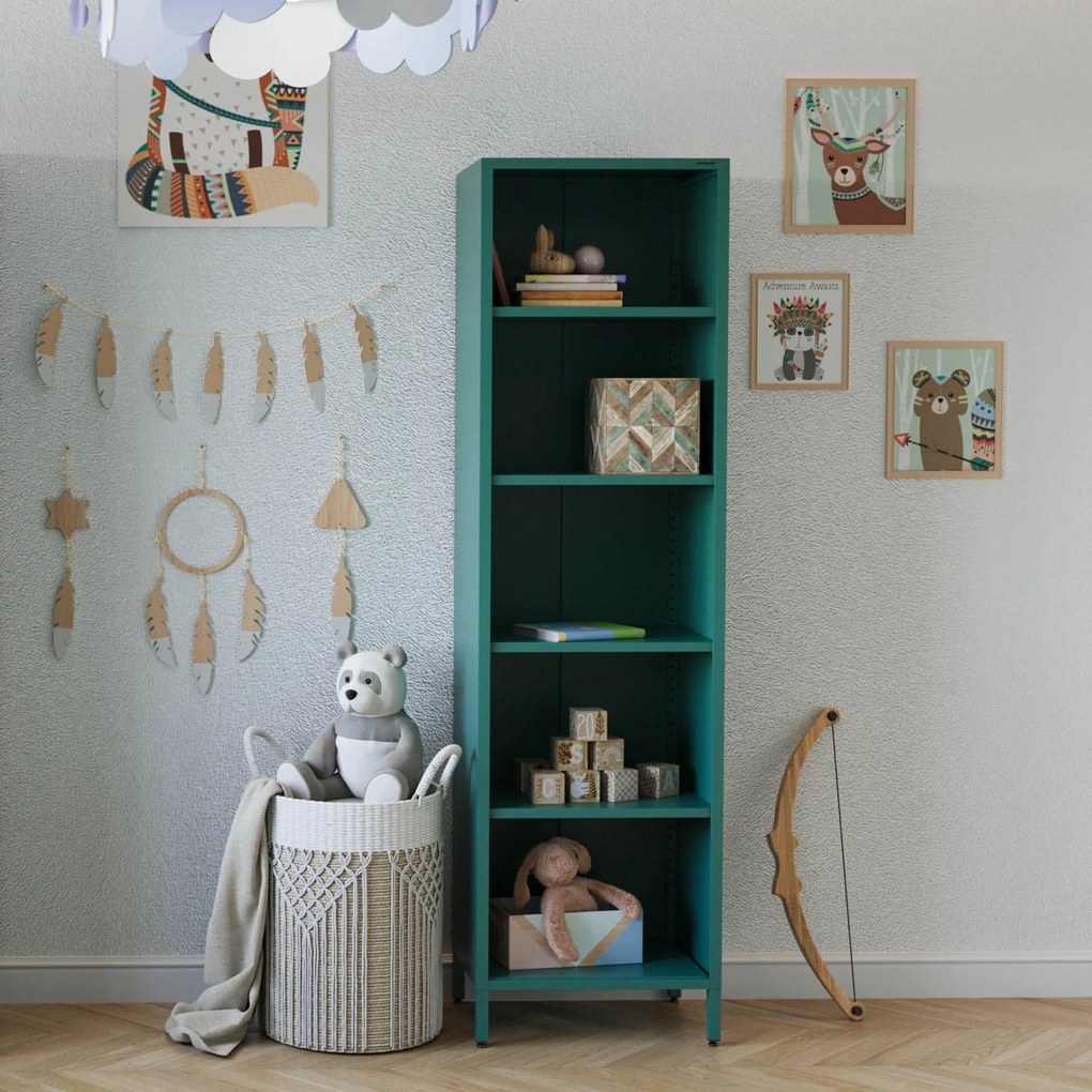 Knižnica do obývačky MARIO, 500 x 1800 x 350 mm, Modern: morská farba