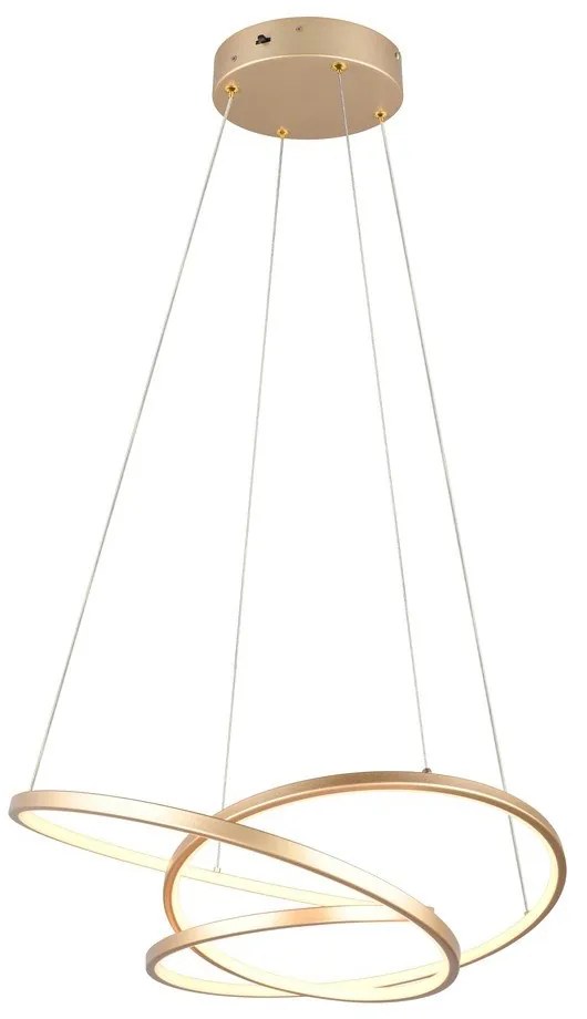 LED stmievateľné závesné svietidlo v zlatej farbe Darvin – Trio