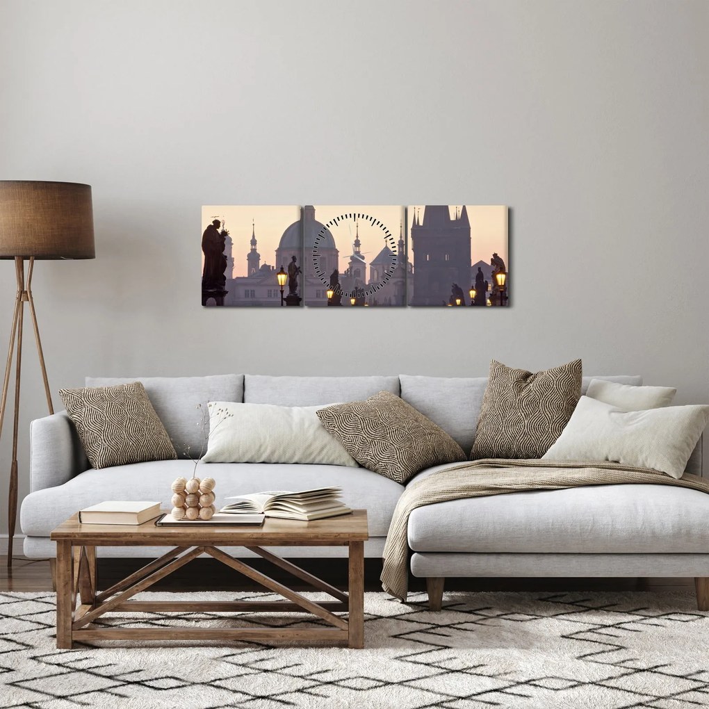 Obraz - Karlov most (s hodinami) (90x30 cm)