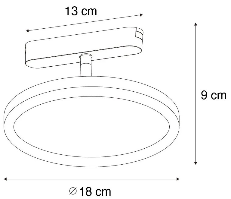 Moderné čierne bodové svetlo pre 1-fázový koľajnicový systém vrátane LED - Magnetic Puk
