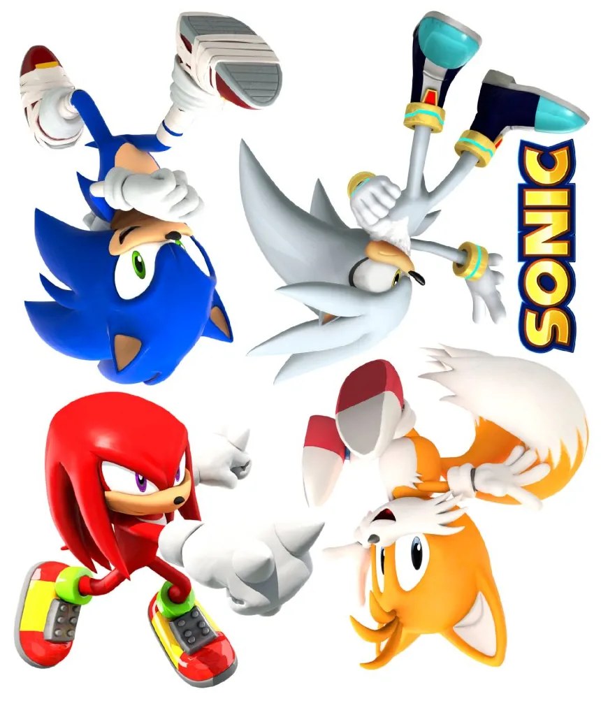 Textilná nálepka na stenu "Sonic a priatelia"
