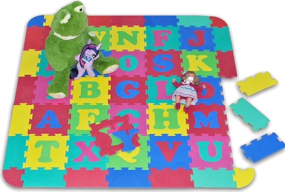 LC Veľký penový koberec extra Abeceda s okrajmi 180x180cm, 12m+