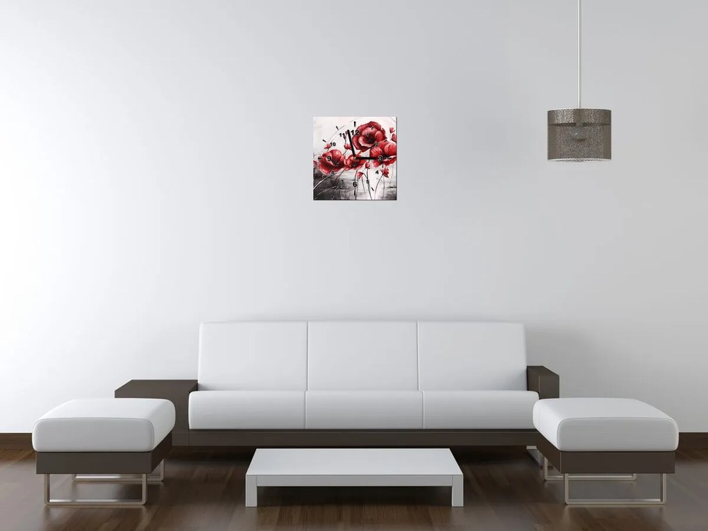 Gario Obraz s hodinami Červené Vlčie maky Rozmery: 30 x 30 cm