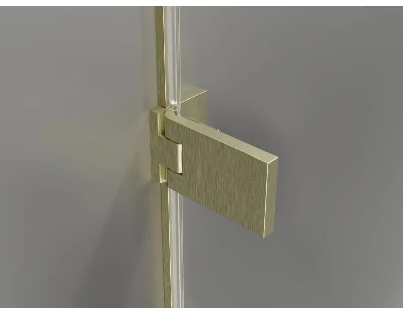 Mexen, Mexen Lunar-F pravé sklápacie sprchové dvere 90 cm, transparentné, brúsené zlaté - 836-090-000-55-00-P
