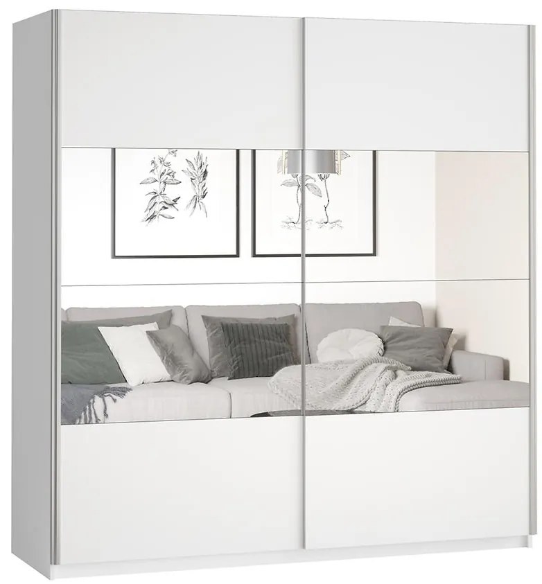 Skriňa 2d posuvné so zrkadlom 180 Beta 56 biela