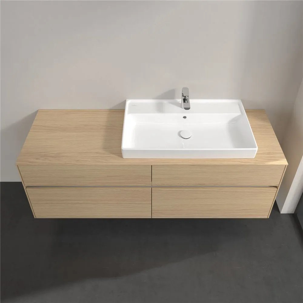 VILLEROY &amp; BOCH Collaro závesná skrinka pod umývadlo na dosku (umývadlo vpravo), 4 zásuvky, s LED osvetlením, 1600 x 500 x 548 mm, Nordic Oak, C027B0VJ