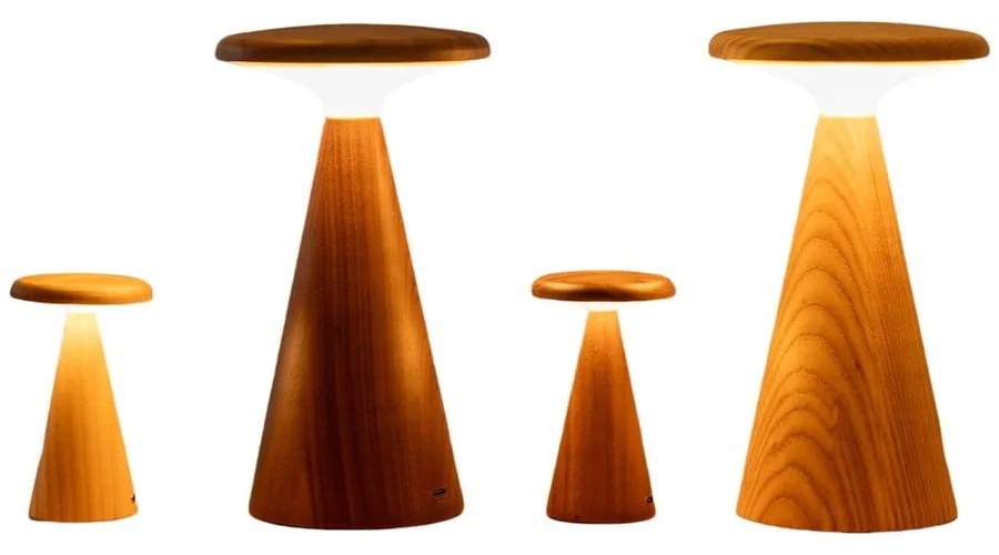 LED stolová lampa v tmavoprírodnej farbe s dreveným tienidlom (výška 14 cm) Sylva – Gingko