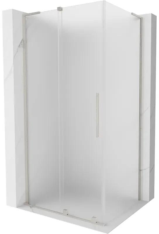 Mexen Velar L, sprchový kút s posuvnými dverami 110 x 120 cm, 8mm sklo námraza, brúsená oceľ, 871-110-120-33-97