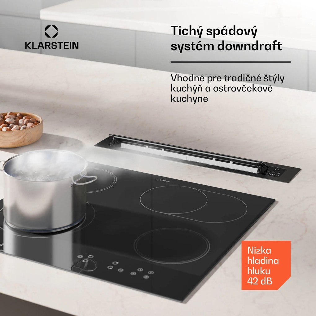 Klarstein Brisa digestor, výsuvný, 710 m³/h, A+, LED, 42 dB, režim odsávania/recirkulácie