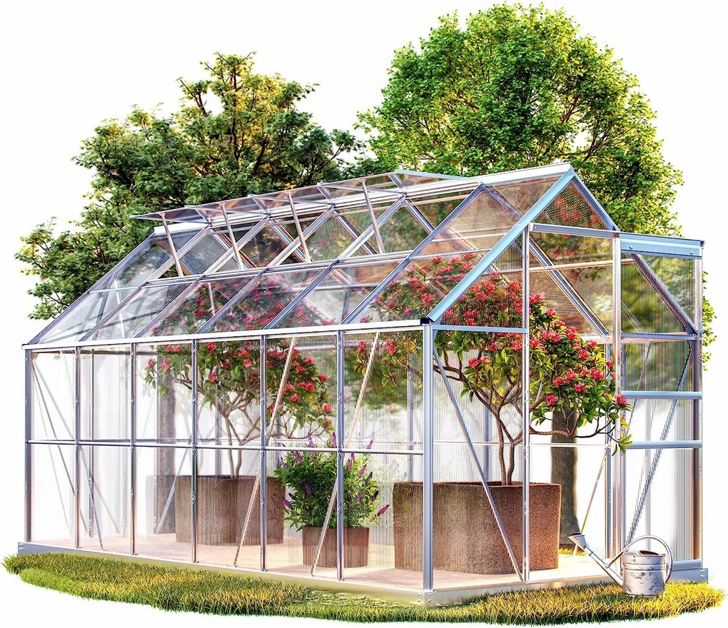 Jurhan Záhradný skleník z polykarbonátu so základňou, 380x190x195cm