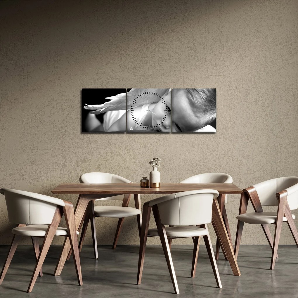 Obraz detského anjela (s hodinami) (90x30 cm)
