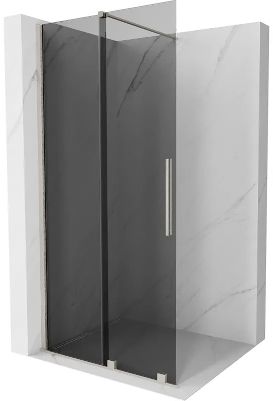 Mexen Velar, sprchová zástena s posuvnými dverami Walk-in 90 x 200 cm, 8mm šedé sklo, brúsená oceľ, 871-090-000-43-97