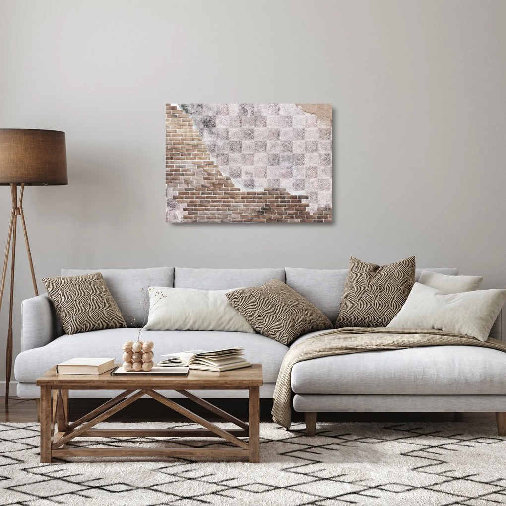 Sklenený obraz - Tehlový múr (70x50 cm)